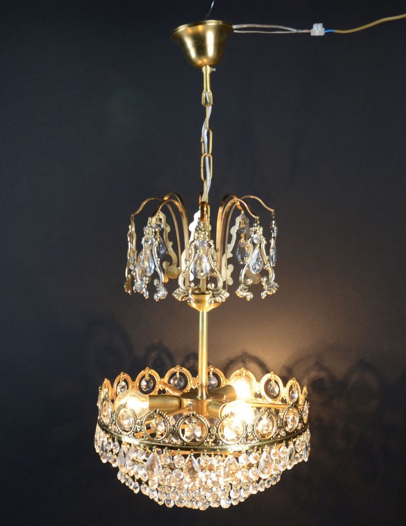Lampa złota fontanna kryształy Hiszpania 60-92