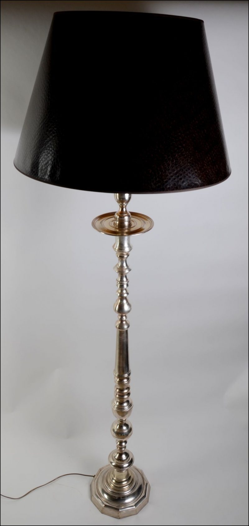 Stylowa srebrna lampa stojąca abażur Hiszp.778 - obrazek 11