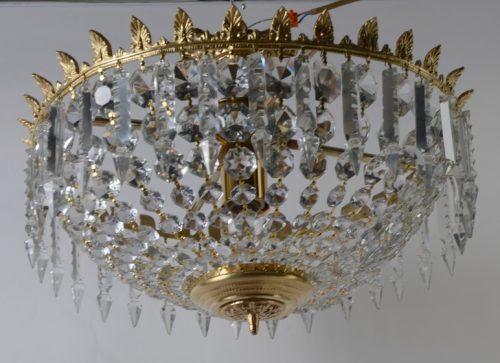 Piękna złota lampa plafoniera kryształy Hiszp.997