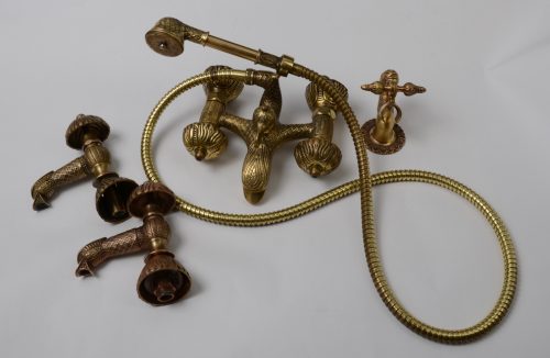 Złoty komplet łazienkowy baterie uchwyt kaczka 1697