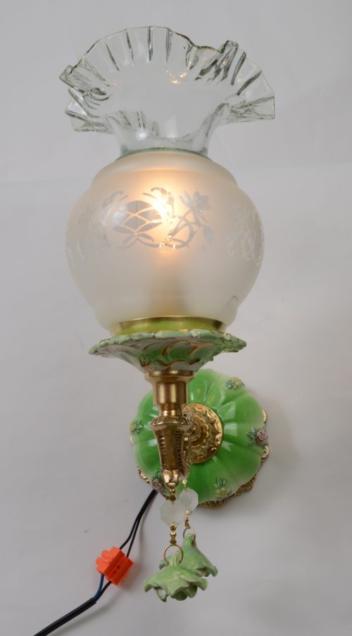 Wspaniały kinkiet klosz porcelana Hiszp.474