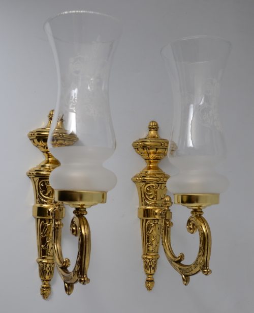 Komplet 2x złoty kinkiet klosz Hiszp. 479