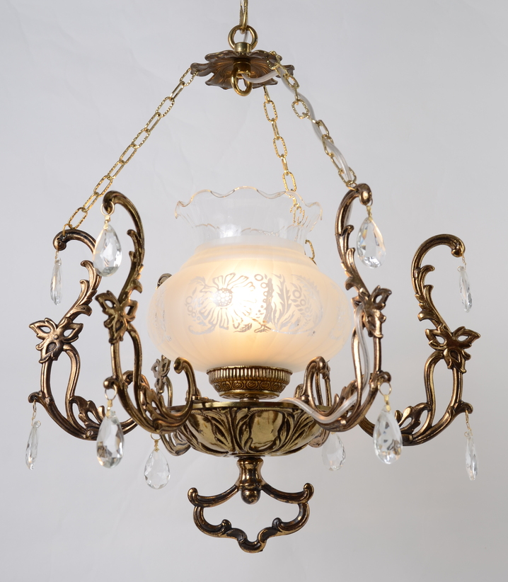 Śliczna lampa z kloszem kryształy Hiszp.1065