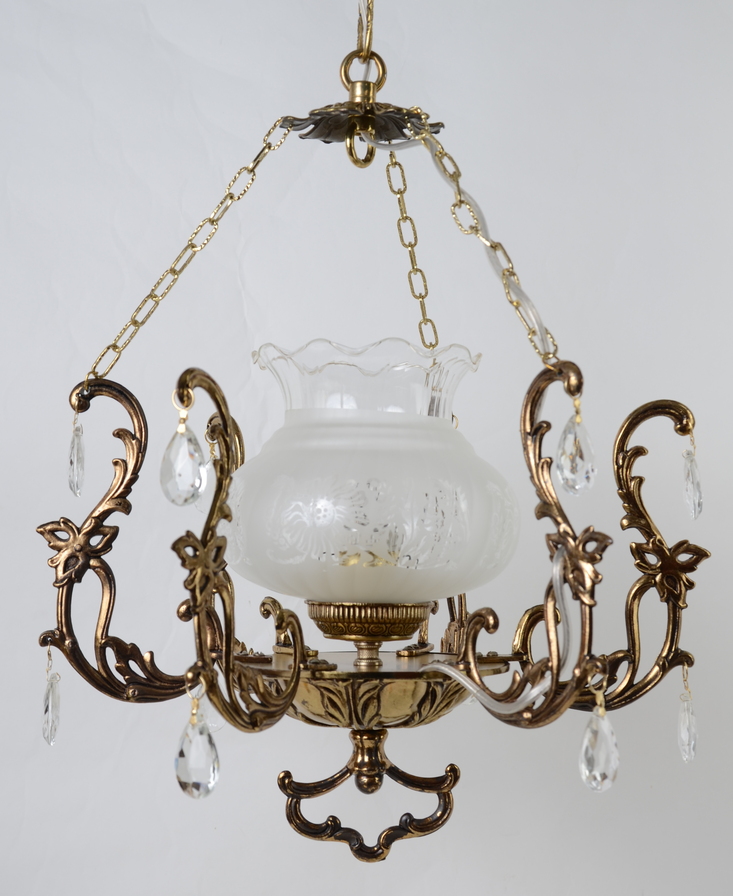 Śliczna lampa z kloszem kryształy Hiszp.1065 - obrazek 3