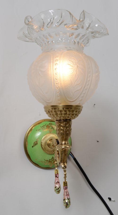 Uroczy kinkiet klosz porcelana Hiszp.480