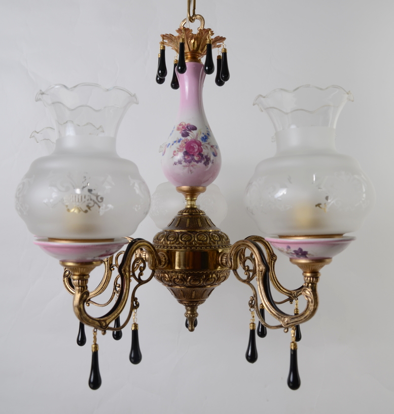 Lampa 5 ramienna różowa porcelana Hiszp. 1068 - obrazek 3