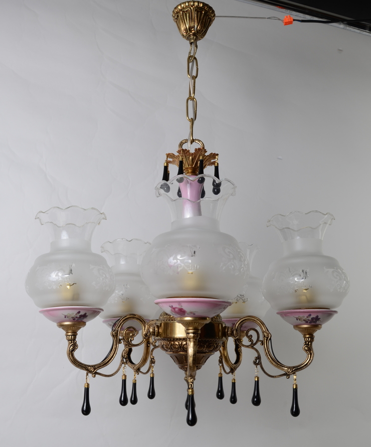Lampa 5 ramienna różowa porcelana Hiszp. 1068 - obrazek 4