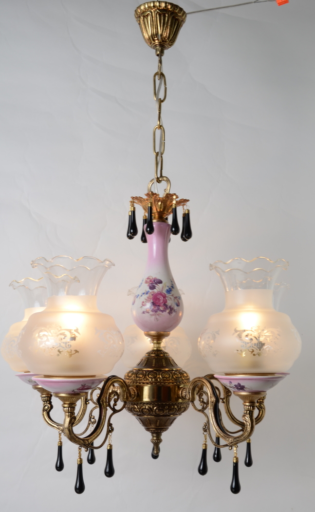 Lampa 5 ramienna różowa porcelana Hiszp. 1068 - obrazek 6