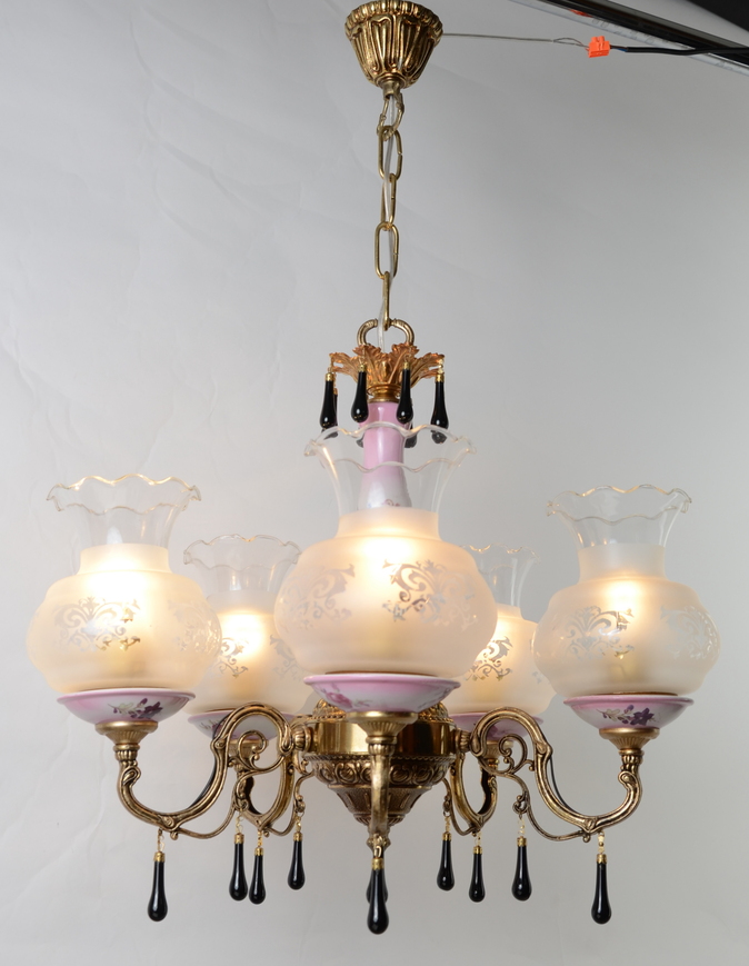 Lampa 5 ramienna różowa porcelana Hiszp. 1068 - obrazek 8