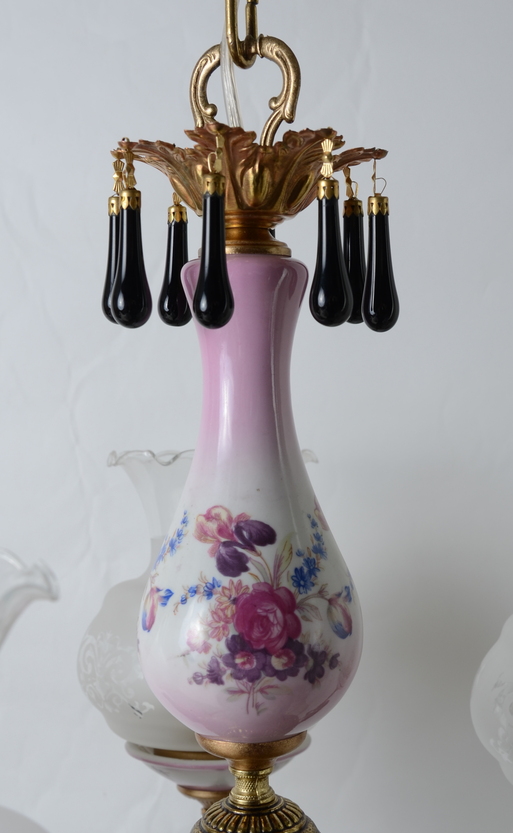 Lampa 5 ramienna różowa porcelana Hiszp. 1068 - obrazek 9