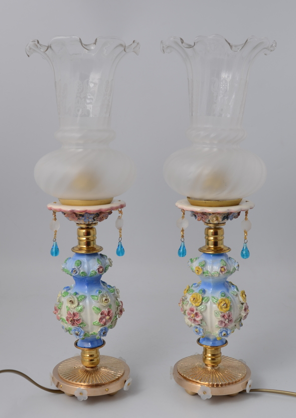 Oryginalny komplet 2 x lampka porcelana klosz Port. 545 - obrazek 4