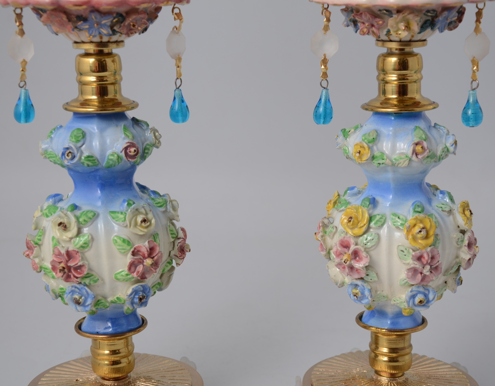 Oryginalny komplet 2 x lampka porcelana klosz Port. 545 - obrazek 5