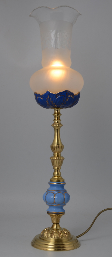 Oryginalna złota lampka porcelana klosz 546