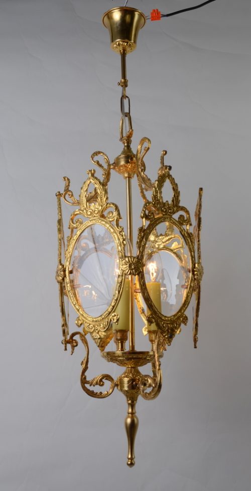 Śliczna lampa lampion z szybkami Hiszp.1075