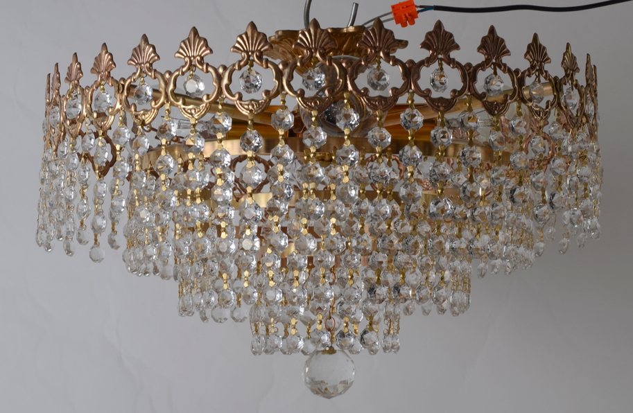 Wyjątkową lampa kryształy mosiądz Hiszp.1076 - obrazek 2