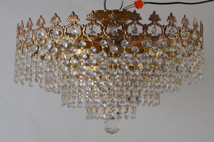 Wyjątkową lampa kryształy mosiądz Hiszp.1076 - obrazek 4