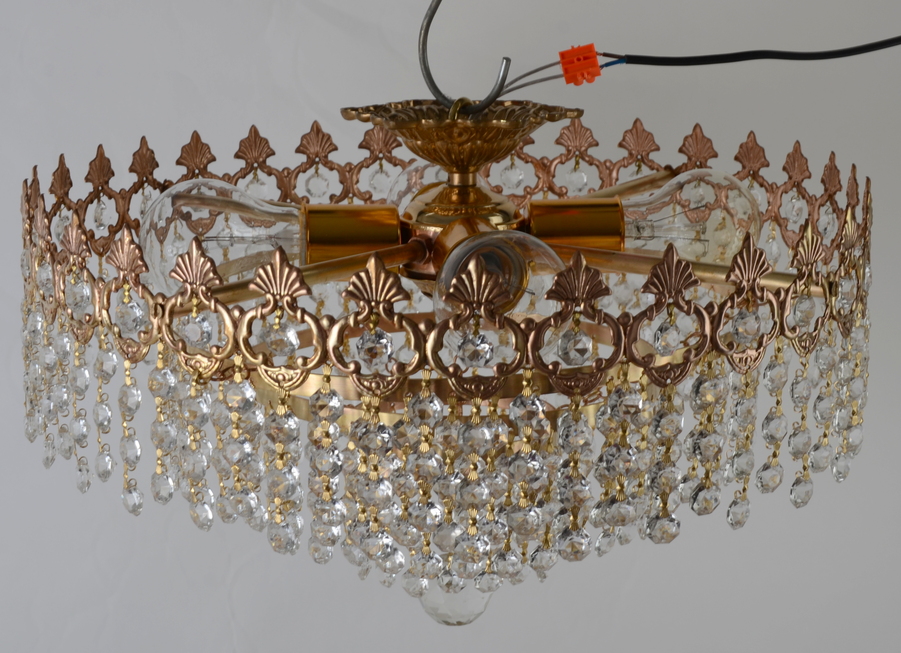 Wyjątkową lampa kryształy mosiądz Hiszp.1076 - obrazek 5