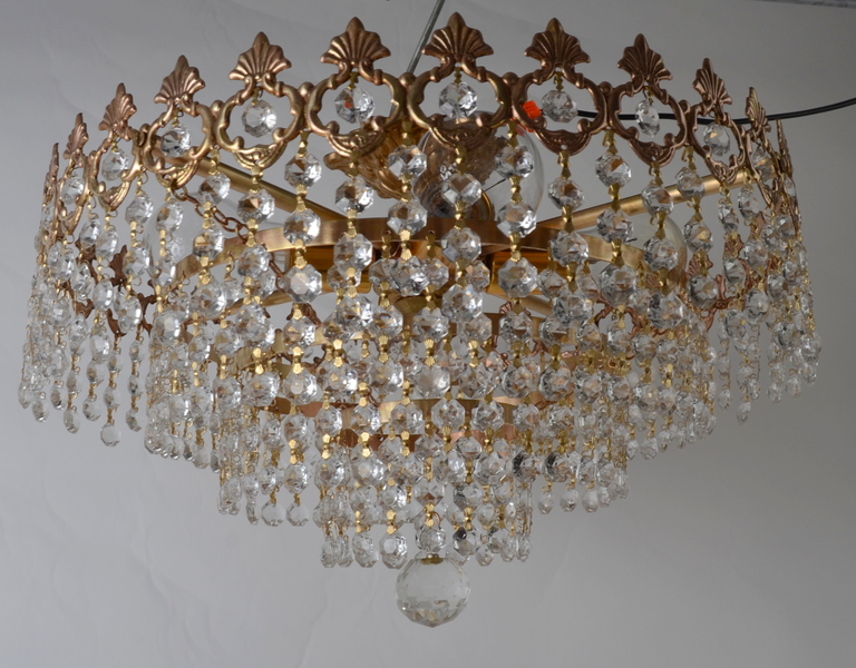 Wyjątkową lampa kryształy mosiądz Hiszp.1076 - obrazek 7