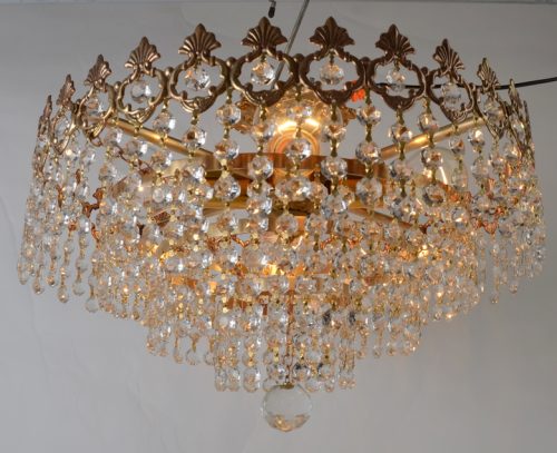 Wyjątkową lampa kryształy mosiądz Hiszp.1076