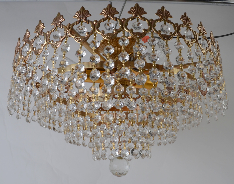 Wyjątkową lampa kryształy mosiądz Hiszp.1076 - obrazek 10