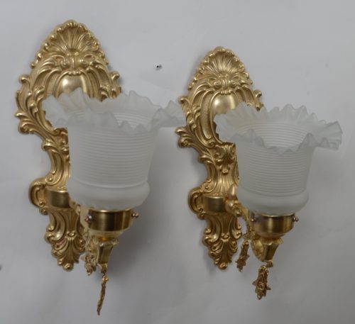 Komplet 2 x złoty kinkiet klosz Hiszp. 487