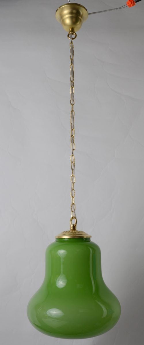 Wyjątkowa lampa wisząca zielony klosz Hiszp.1083