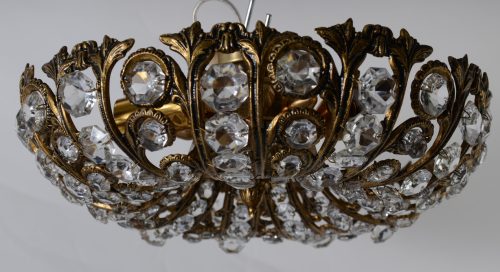 Wspaniała lampa plafon liście kryształy Hiszpania 1086