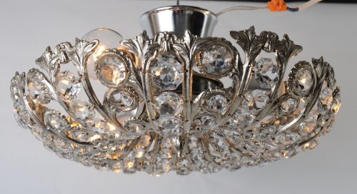 Śliczna lampa plafon liście kryształy Hiszpania 1099