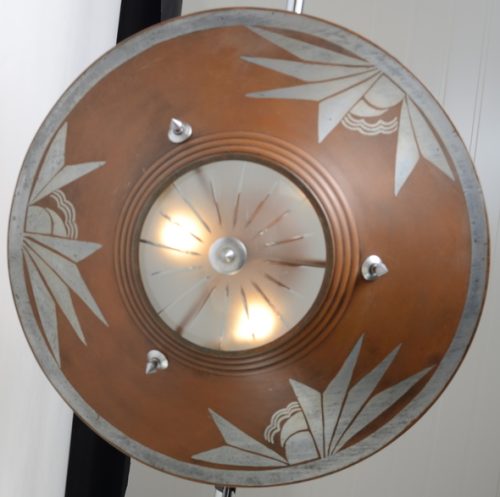 Cudowna złota lampa art deco klosz Hiszp.1096